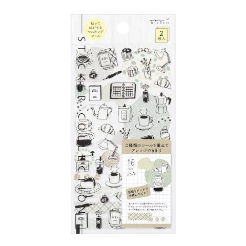 MIDORI | Sticker | TWO SHEETS MONOTONE CAFE