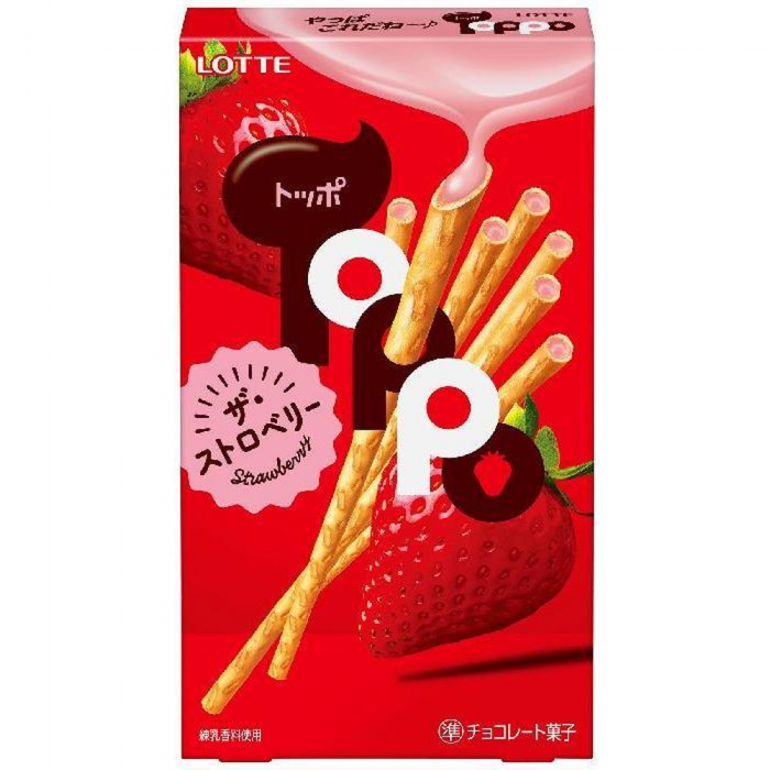 LOTTE Toppo Strawberry Chocolate-Filled Biscuit Sticks