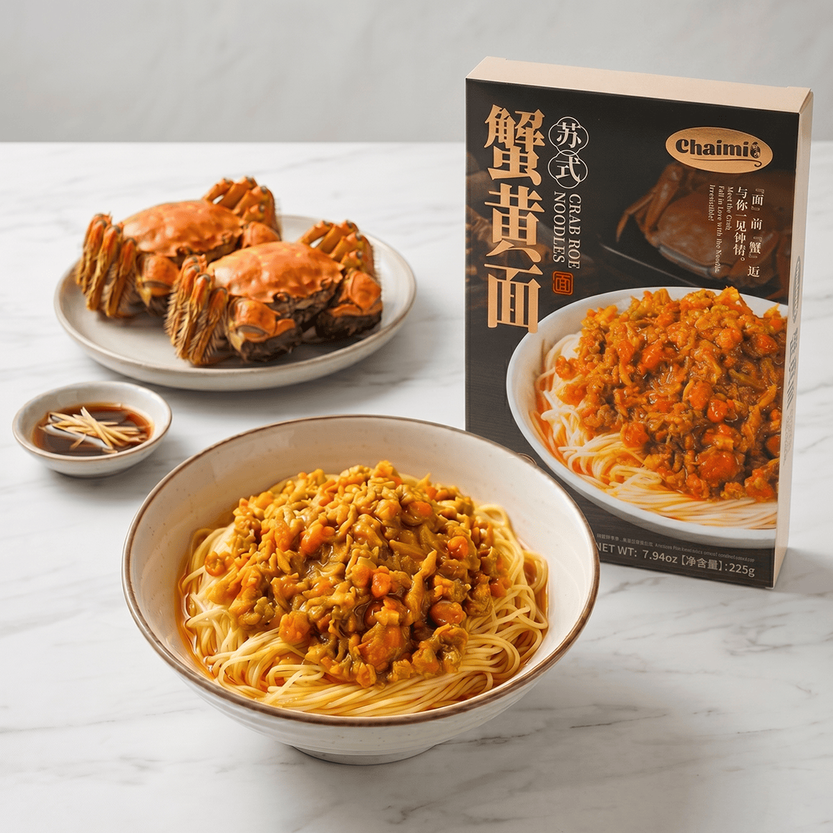 Chaimi crab roe noodles