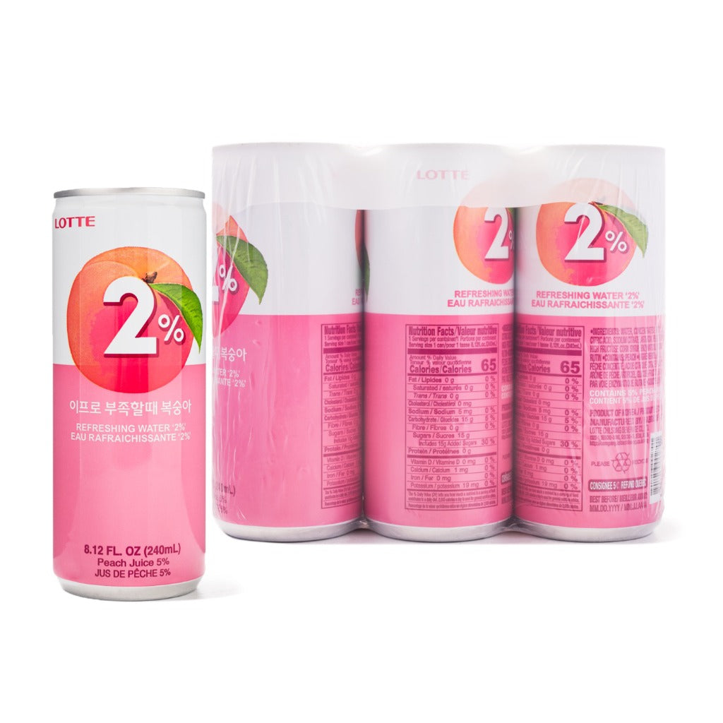 LOTTE 2% Peach 8.12fl.oz (240ml) 6Pk