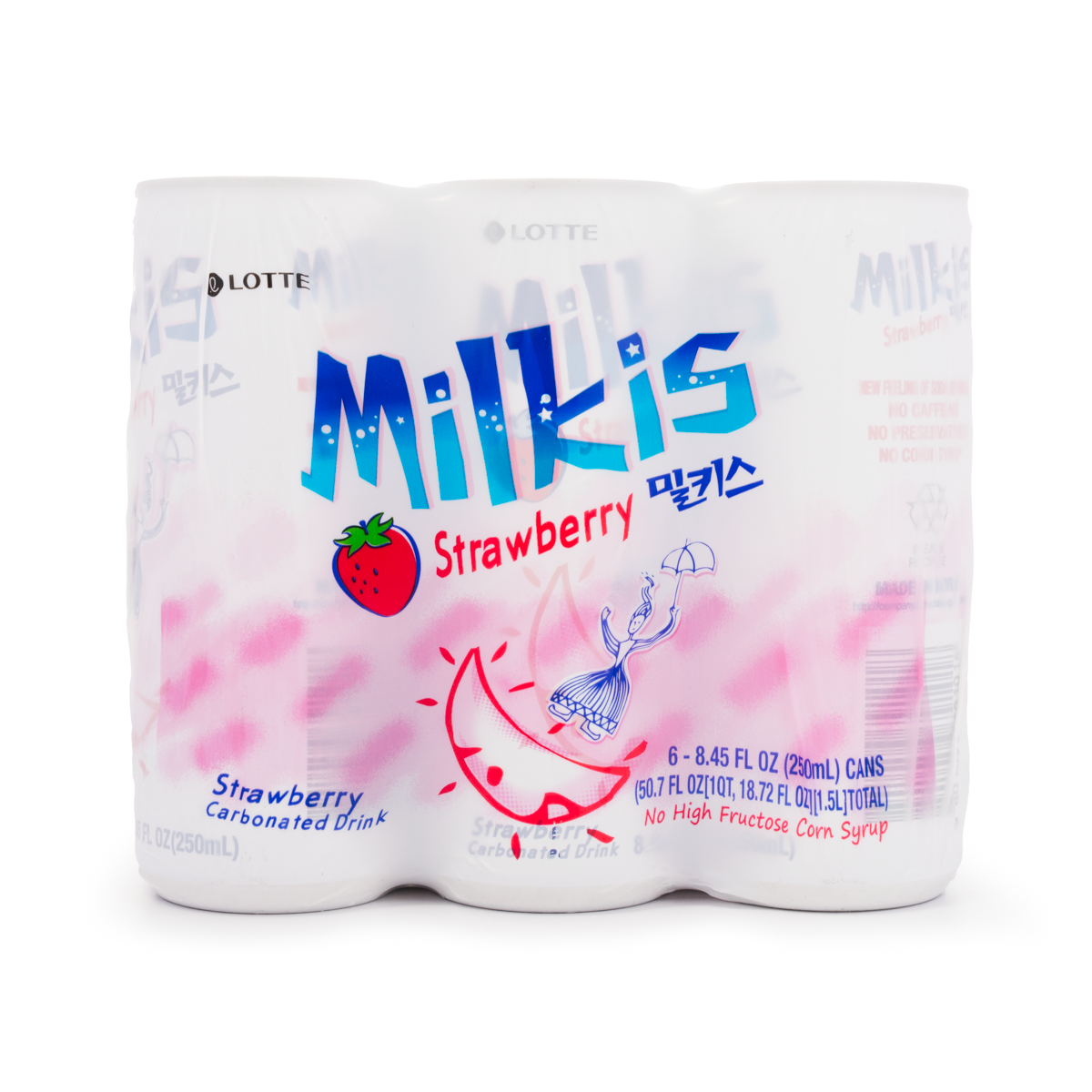 LOTTE MILKIS DRINK STRAWBERRY 6 cans