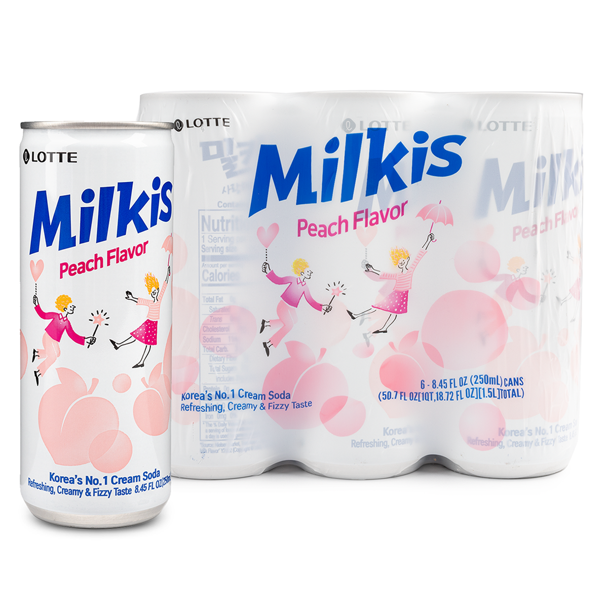 LOTTE Milkis Peach Flavored Carbonated Drink 6pk