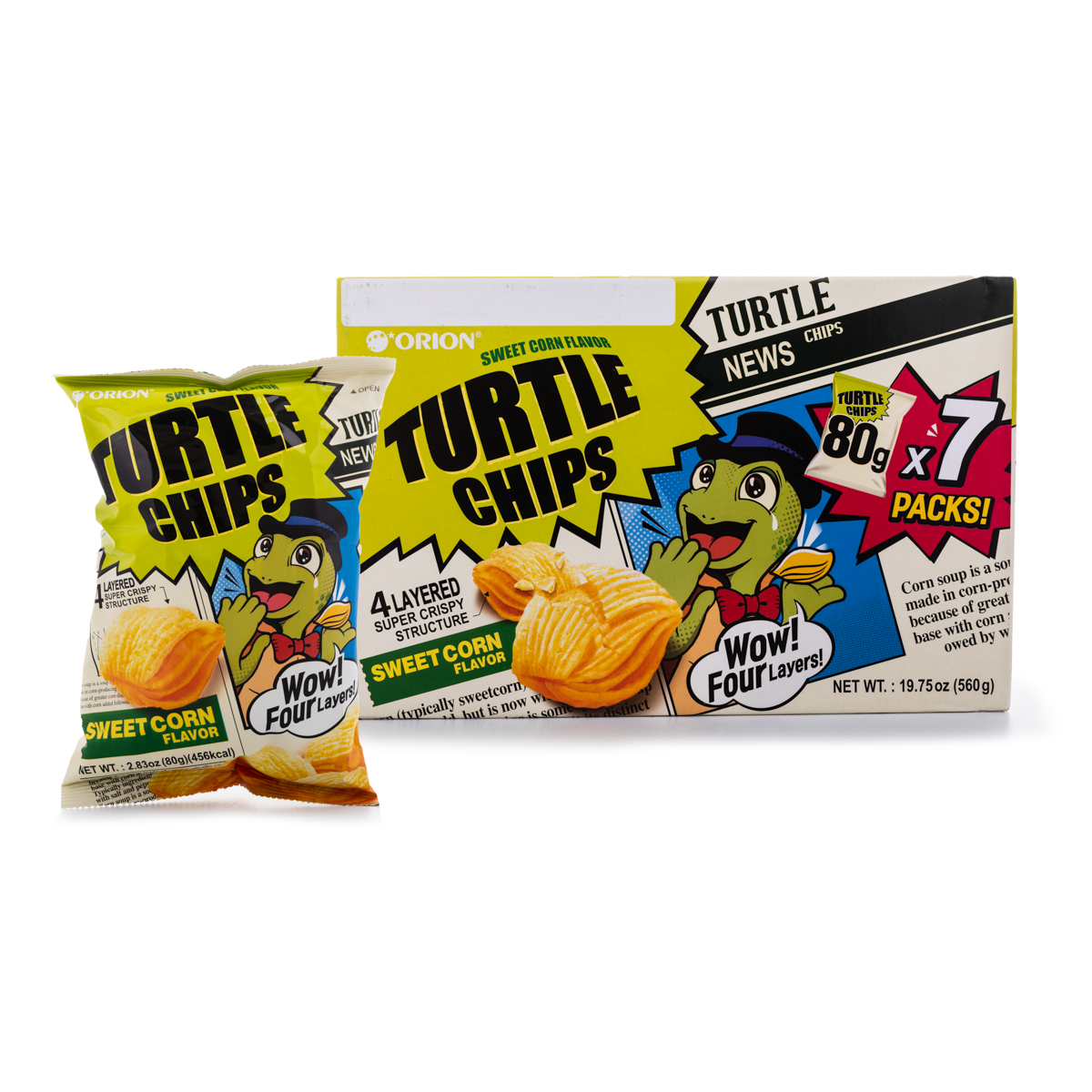ORION Turtle Chips Sweet Corn Flavor- 1 whole box