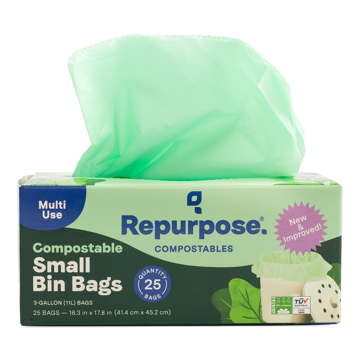 Small Bin Bags 25ct 3gal, Compostable