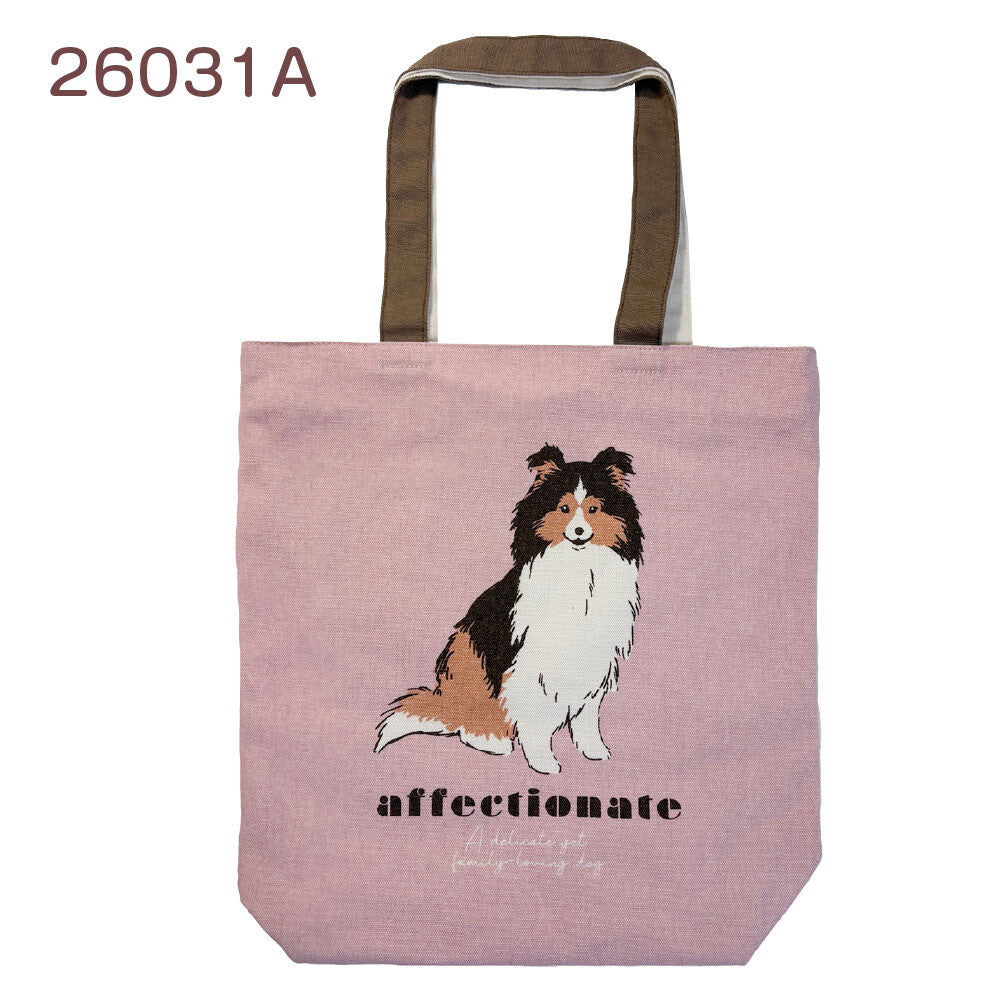 Tote bag latte sitting pink beige (Sheltie)