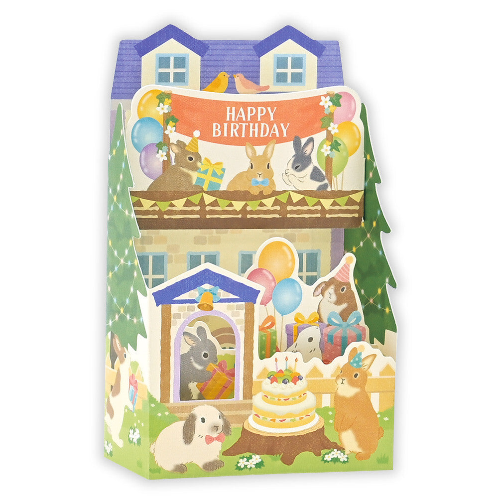 Decorate a 3D Card Birthday Bunny House