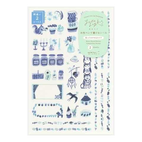 MIDORI | Yuru Log | Sticker | 2 SHEETS BLUE NORDIC