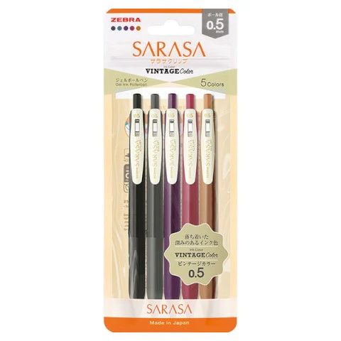 ZEBRA | Sarasa Clip Vintage | Gel Pen | Clear | JJ15-5C-VI2-N