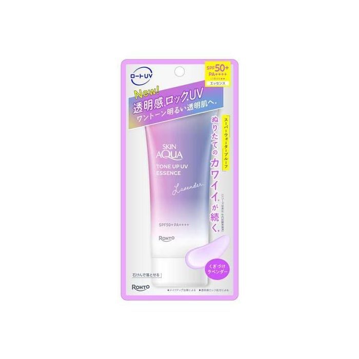 ROHTO Skin Aqua Tone Up Moisturizing Brightening Color Correcting Sunscreen SPF50+/PA++++ (Lavender) 70g
