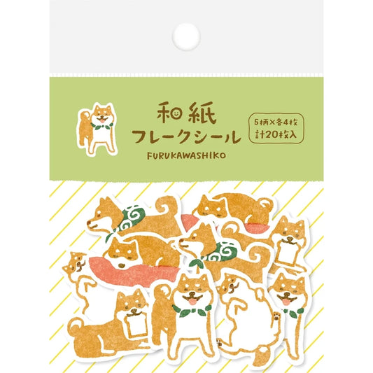 WASHI FLAKE STICKERS SHIBA INU