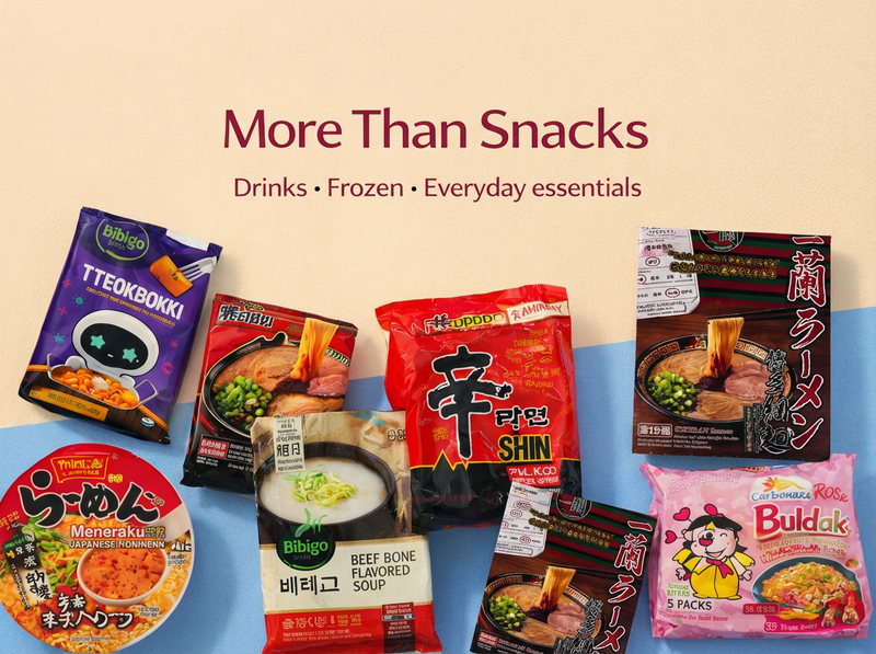 Your next craving starts here 🛒 Instant ramen, tteokbokki, and all your Korean & Japanese favorites in one place!