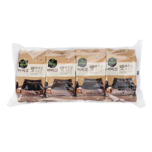CJ BIBIGO Savory Roasted Seaweed, 0.18oz (5g) x 8 Pk