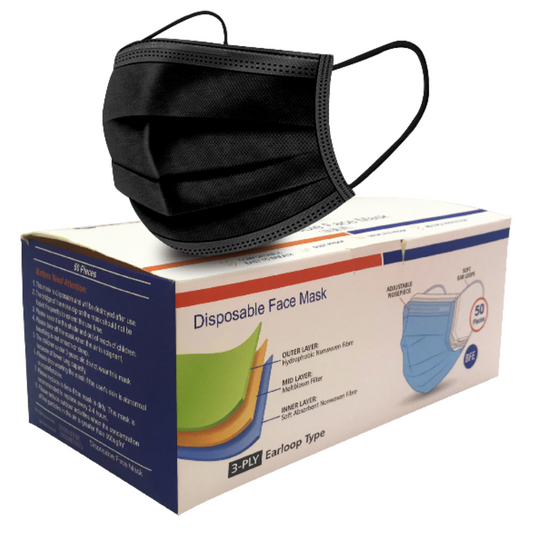 Disposable Face Mask 50pcs, Black