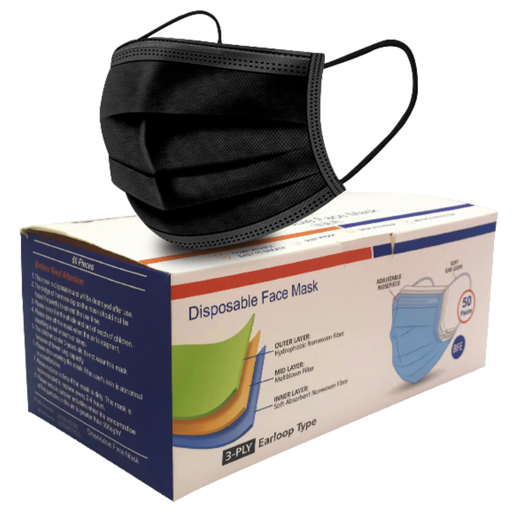 Disposable Face Mask 50pcs, Black