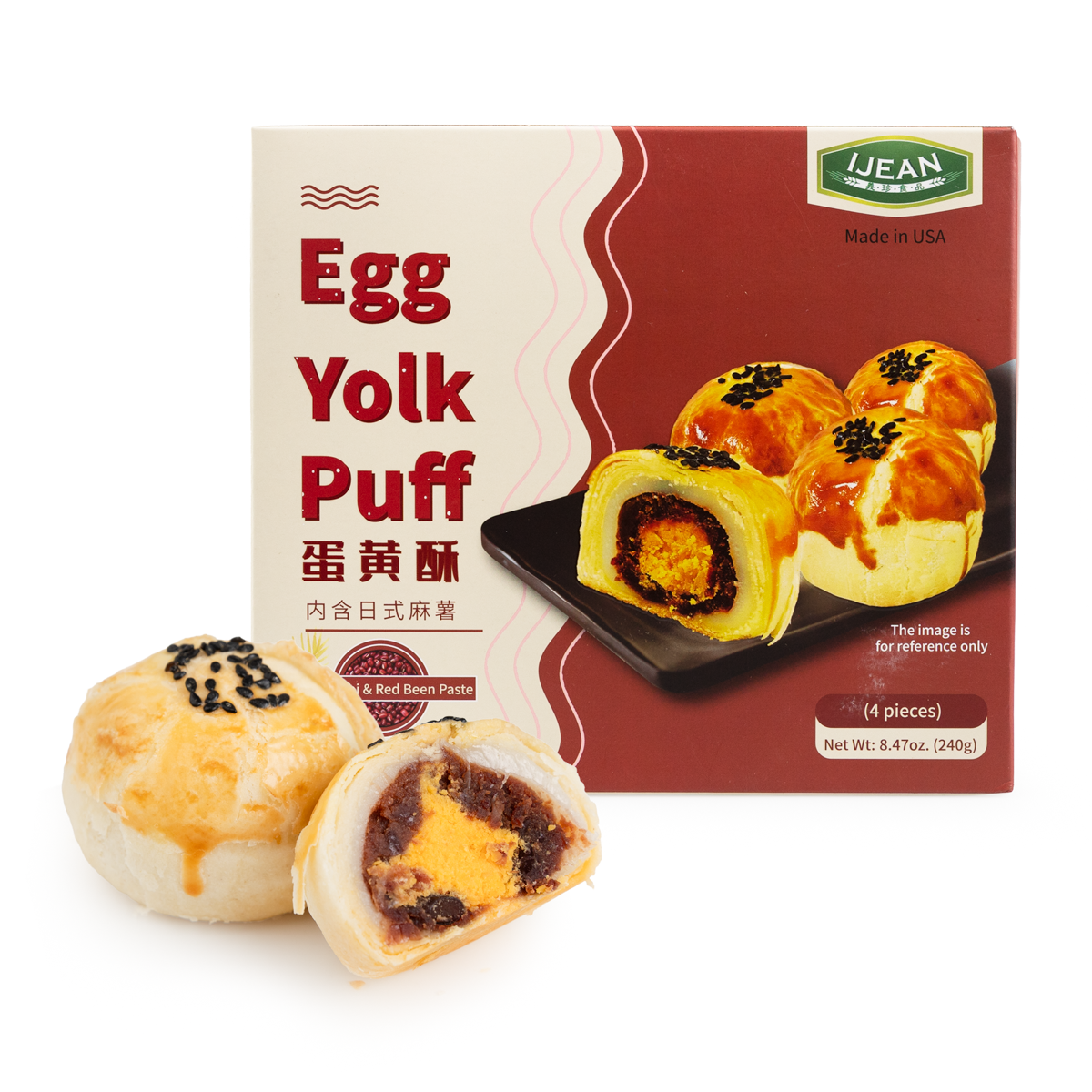 Egg Yolk Puff with Mochi, Red Bean Paste