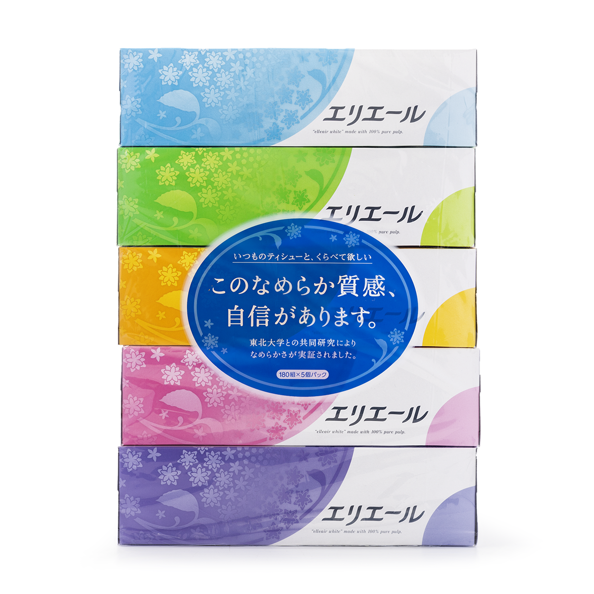 ELLEAIR Japan Box Tissue 180 sheets x 5 pcs