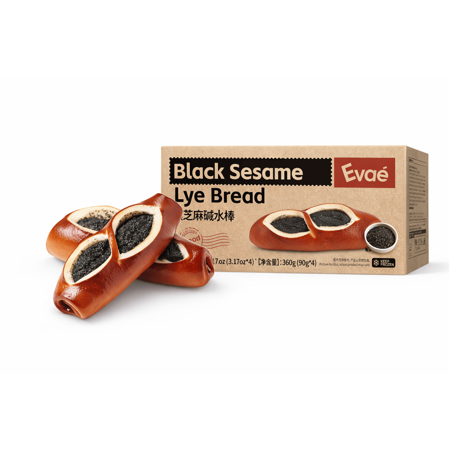 Evae Black Sesame Lye Bread 4PC