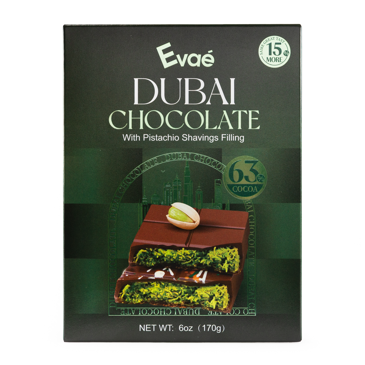 Evae Dubai Chocolate with Pistachio Shavings Filling