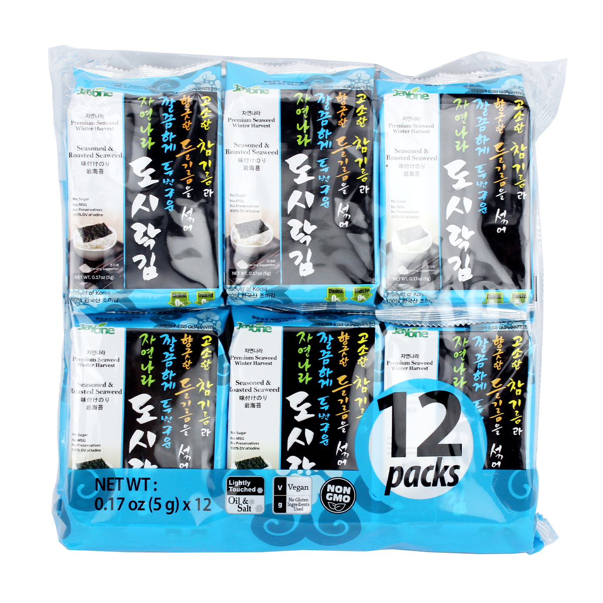 Jayone Seasoned & Roasted Seaweed Snack 12pk