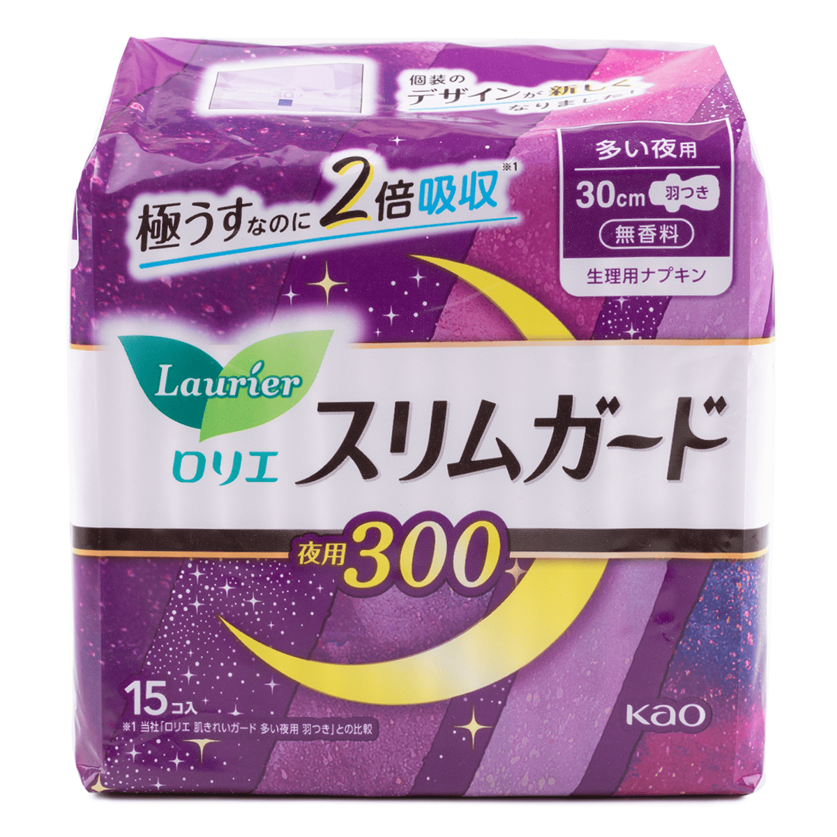 Kao LAURIER Slim Guard Sanitary Napkin With Wings Night Use 30cm 15 pads