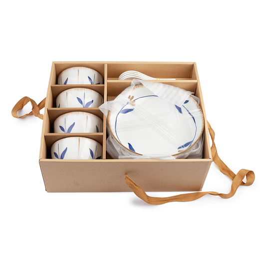 Lanting Tableware / Set of Four 4.5-inch bowls + Four spoons + Two 8-inch plates