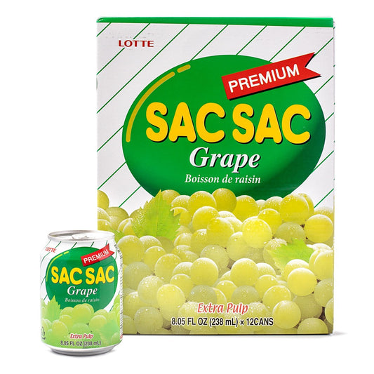 Lotte Sac Sac Grape Juice, Extra Pulp （12pk)