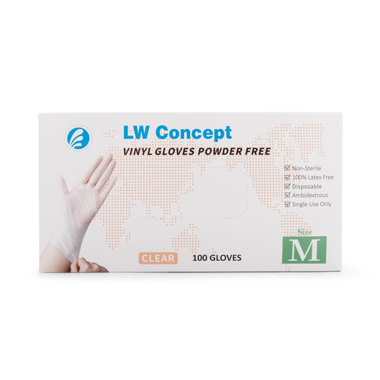 LW Concept Clear Rubber Gloves, Medium (100pcs)