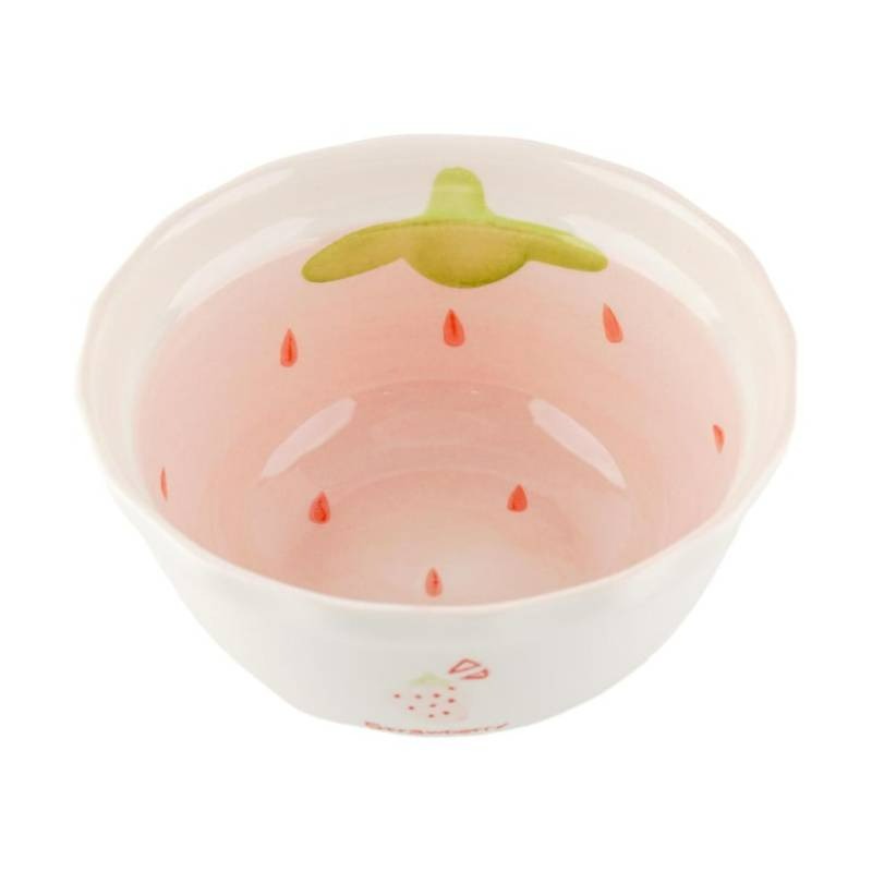 Modern Housewife Strawberry Collection Rice Bowl, 4.75" Ceramic Round Bowl
