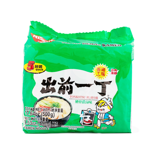 [NISSIN] Demae Ramen Tonkotsu Pork Flavor 5PK 500g (Green) - 1 Unit