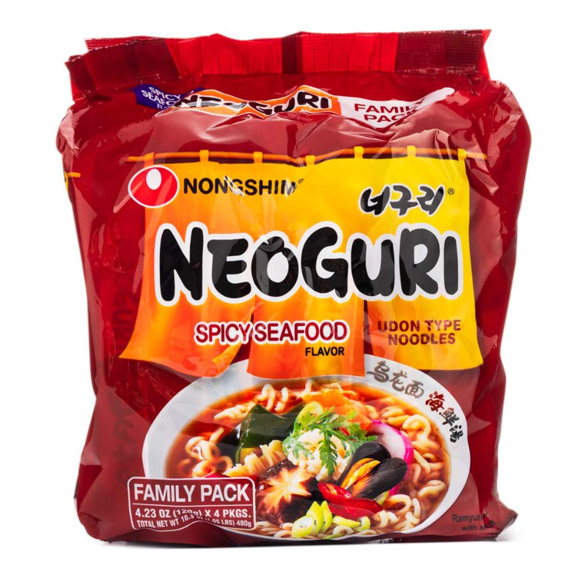 Nongshim Neoguri Spicy Seafood Udon 4pk - 1 Unit
