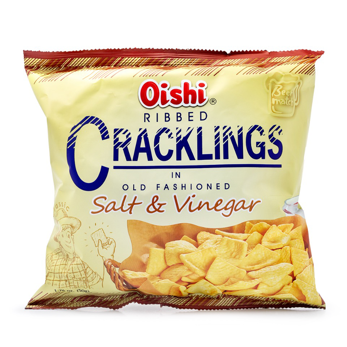 Oishi Ribbed Crackling Salt & Vinegar 50g