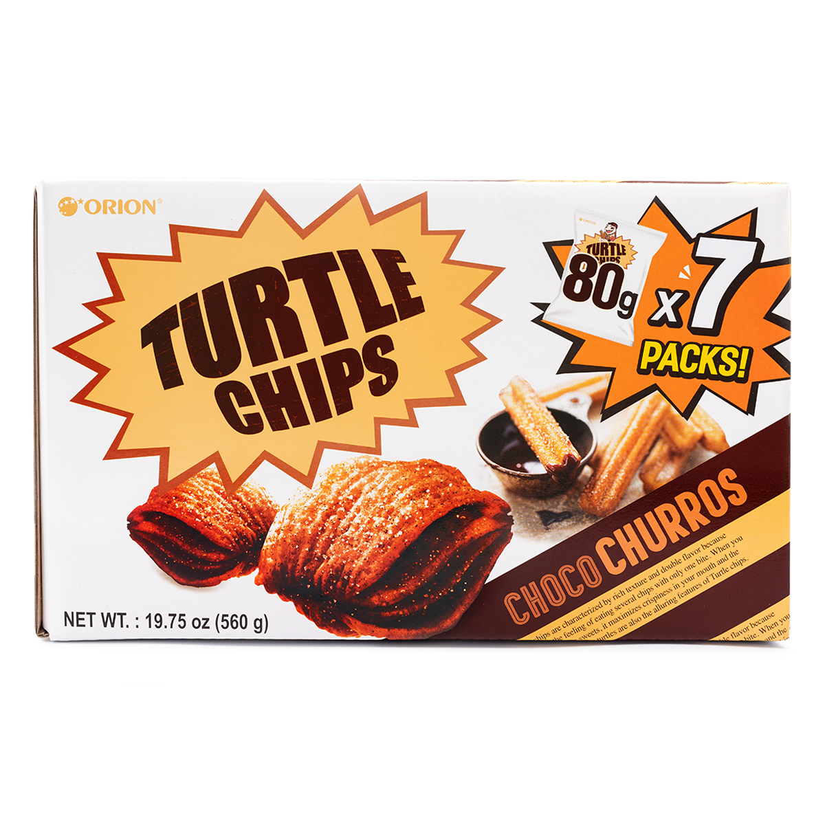 ORION TURTLE CHIPS CHOCO CHURROS (M) 7PK