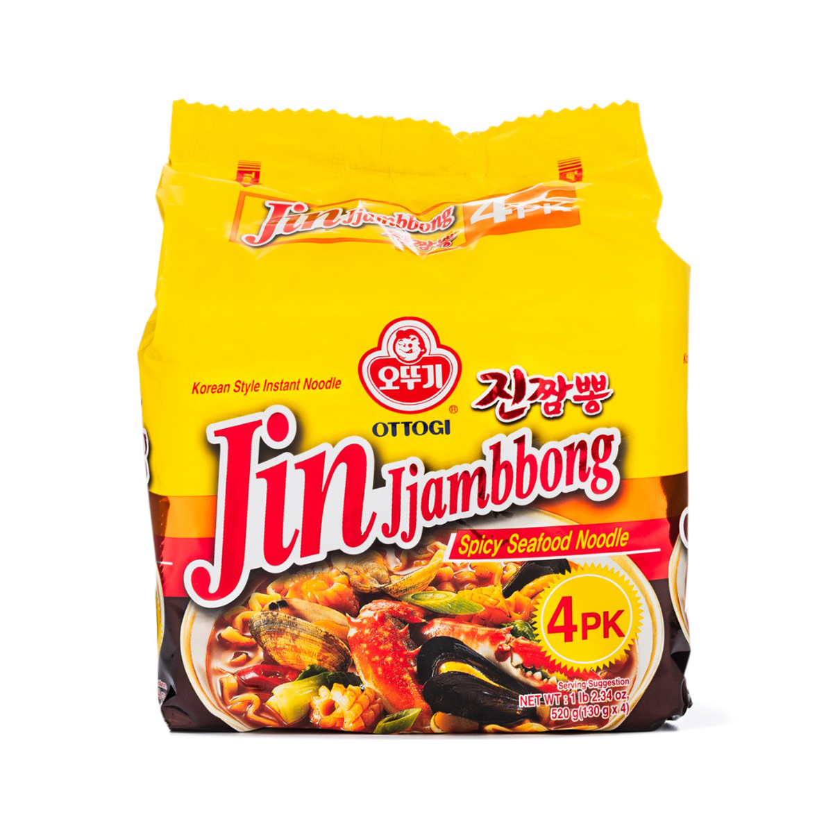 Ottogi Jin Jjambbong Spicy Seafood Noodles 130g x 4ct