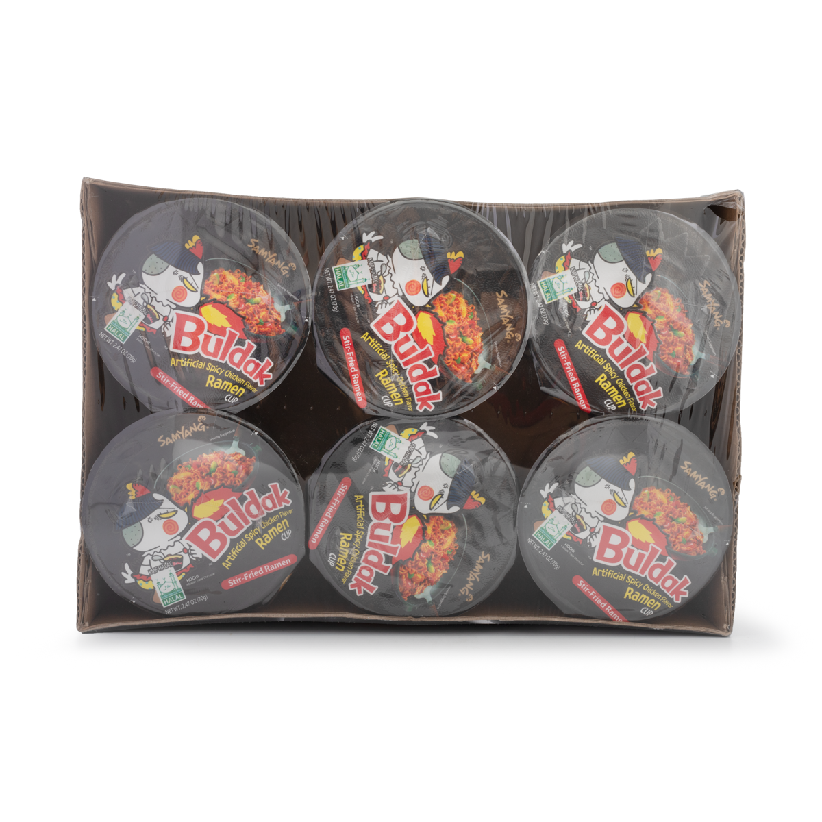 SAMYANG Buldak Ramen Bowl, Hot Chicken Flavor, 1 Case (70g*6cups)