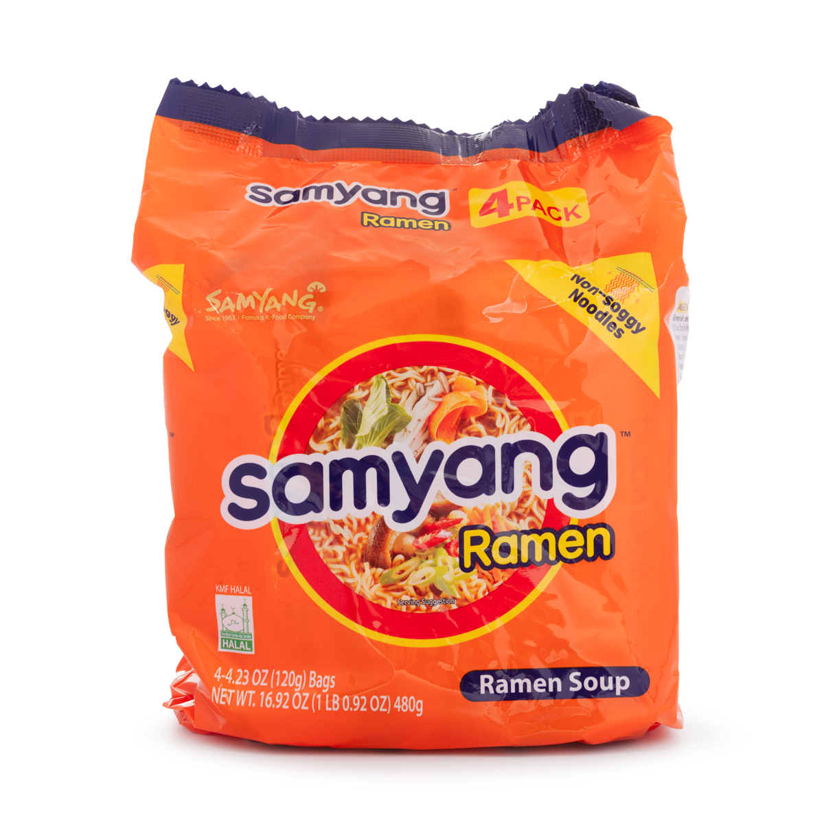 SAMYANG Ramen Noodle Soup Original, 4.23oz (120g) x 5Pks - 1 Unit