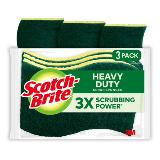Scotch-Brite, MMMHD3, Heavy-Duty Scrub Sponges, 3 / Pack, Yellow,Green HD-3