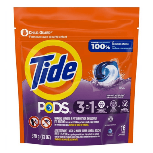 Tide Pods High Efficiency Laundry Detergent Pacs, Spring Meadow, 13 oz, 16 Ct